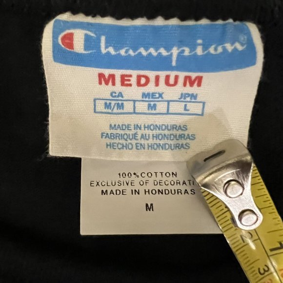 Champion Crewneck Big Logo Shirt Men's Size Medium S/S Black w/ White Silver - Picture 9 of 10